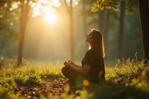 Person meditating in nature for spiritual peace